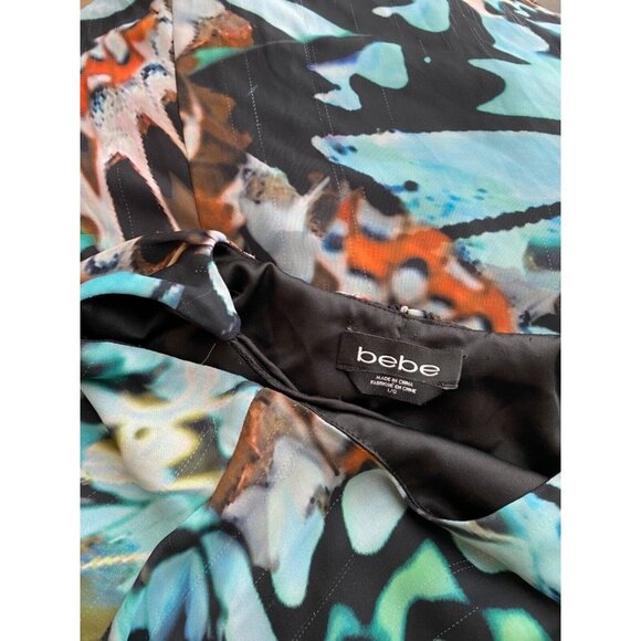 Bebe Dress Blue Red L Large Flowing Strappy Multicolor Maxi Midi - Picture 6 of 9